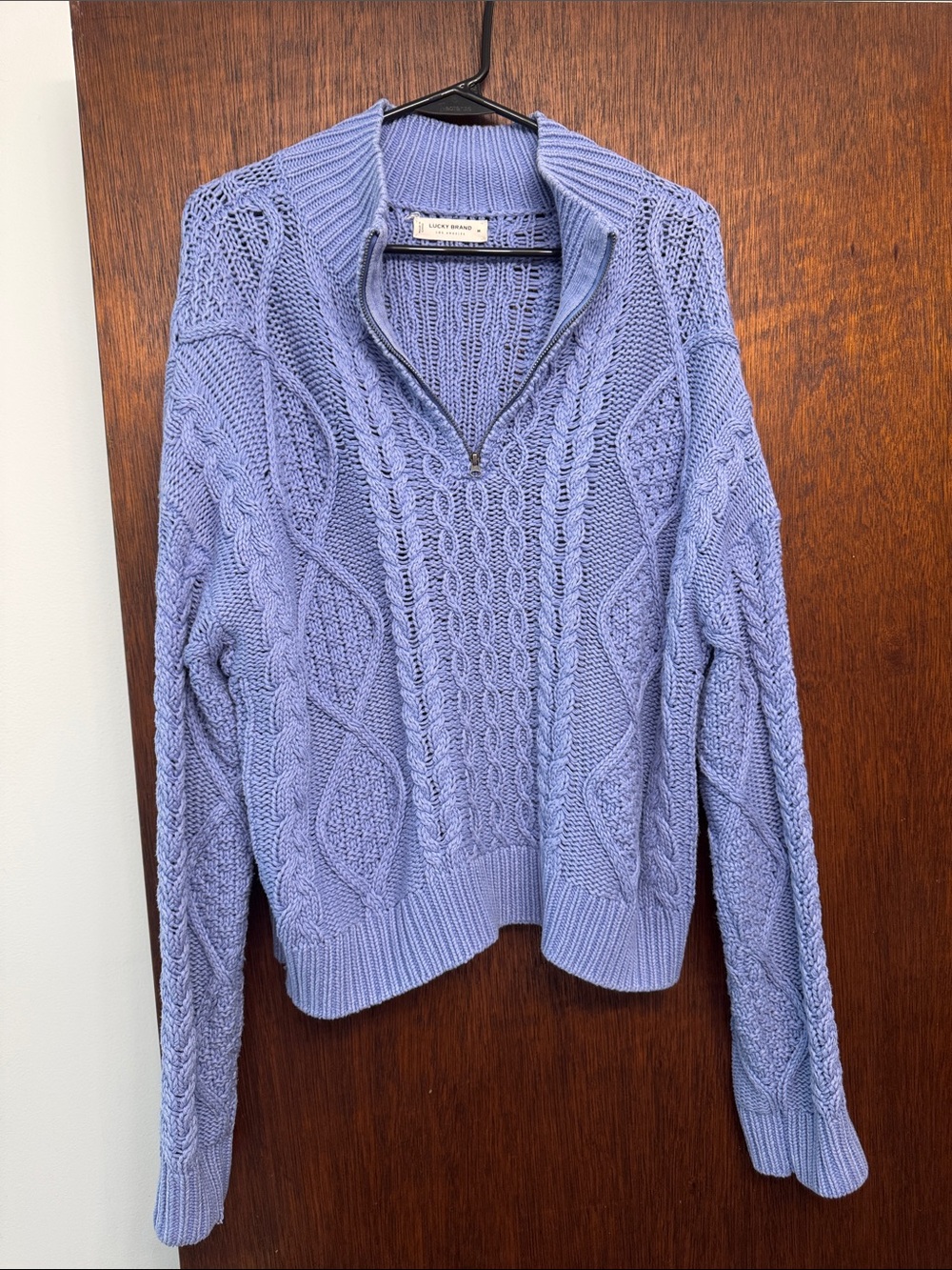 Lucky Brand Lavender Cable Knit Half-Zip Sweater